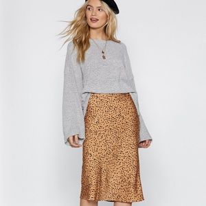 Spotty Satin Midi Skirt